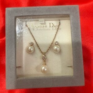 Dior Gold Necklace with Pearl Accents